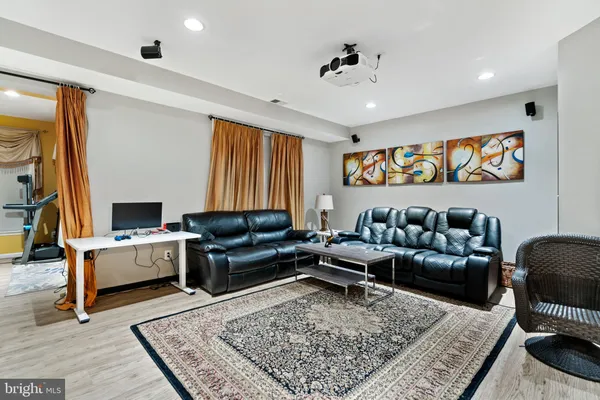 a living room with furniture