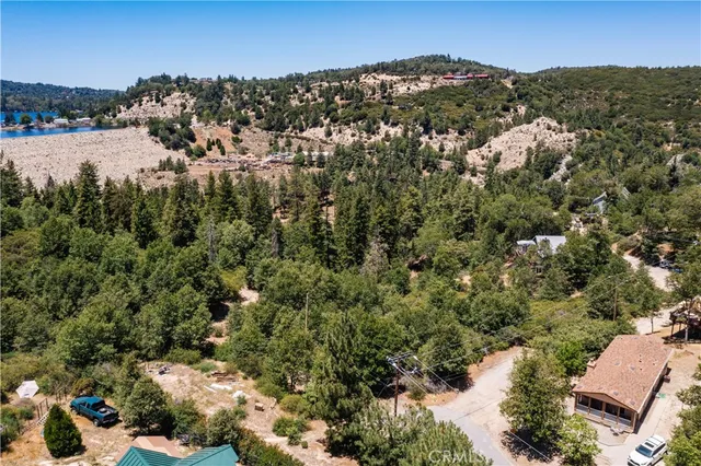 a view of a town with mountains in the background