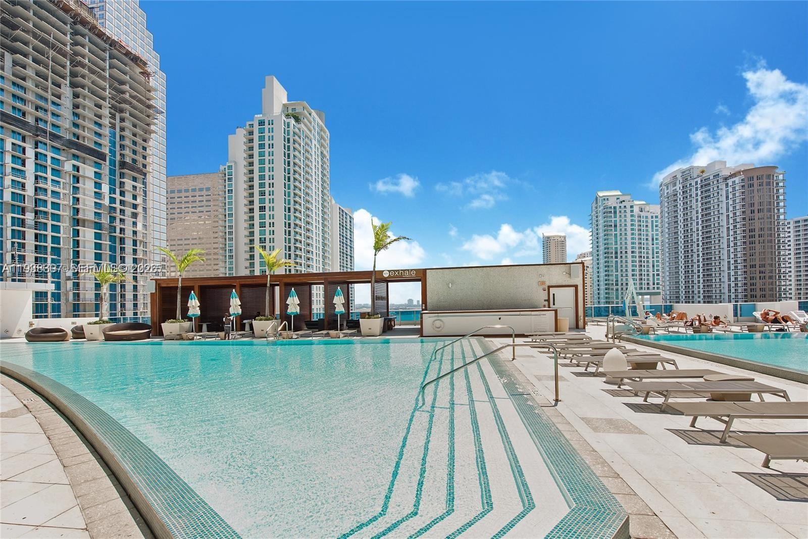200 Biscayne Blvd Way, Unit 906 Miami, FL 33131 - Photo 33 of 44 a view of a swimming pool with outdoor seating and plants