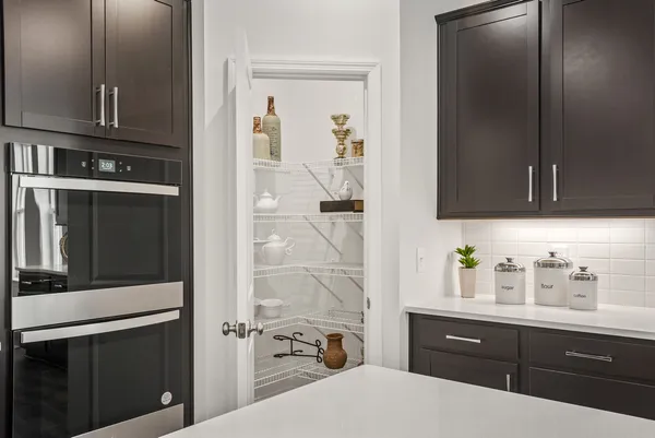 a kitchen with lots of counter top space