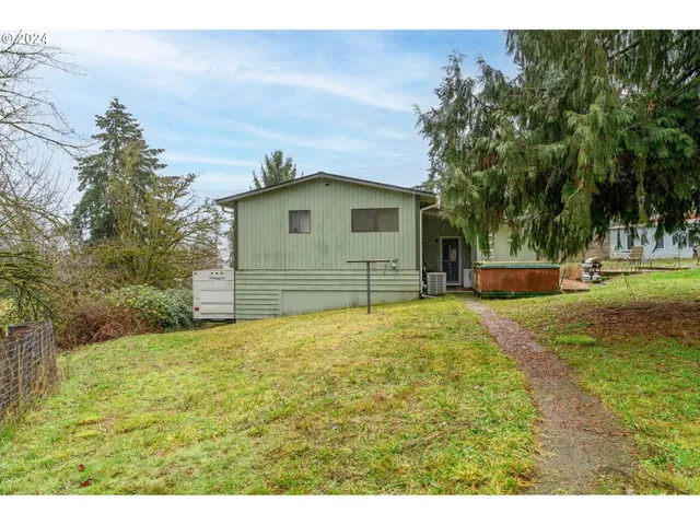 a bathroom with a sink and a yard