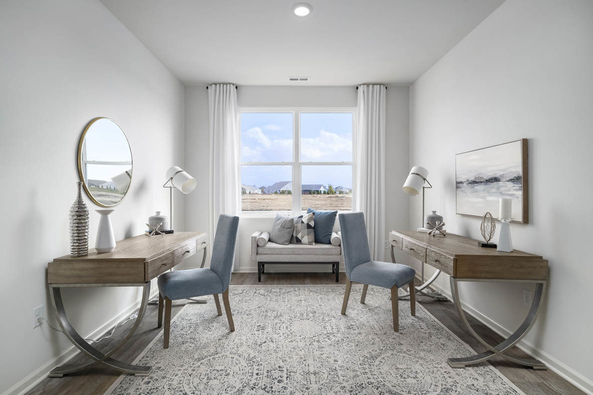 799 Mesa Lane Pingree Grove, IL 60140 - Photo 23 of 54 a living room with furniture a mirror a lamp and a large window