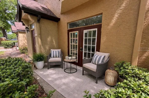 a view of garden with patio