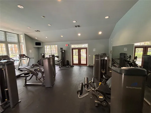 a view of a room with gym equipment