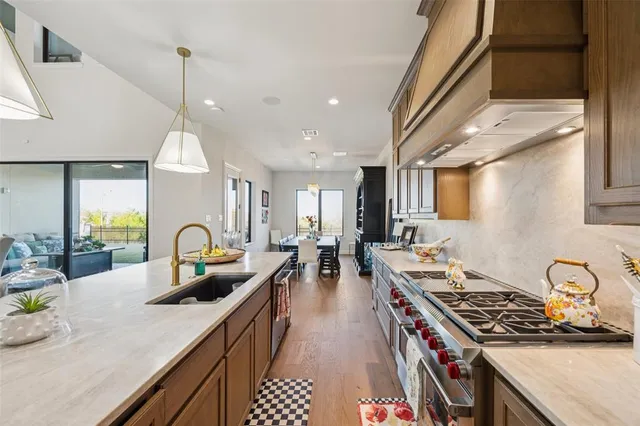 a kitchen with lots of counter top space