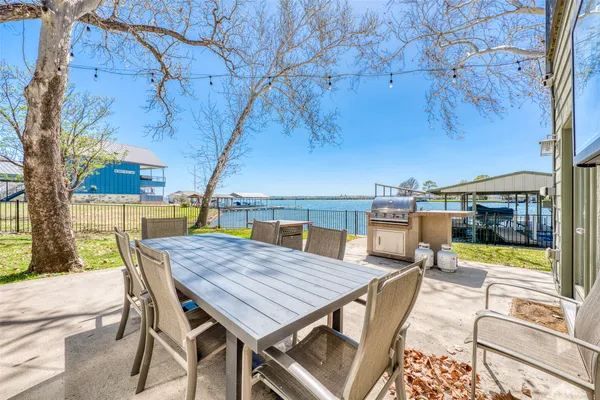 an outdoor space with seating