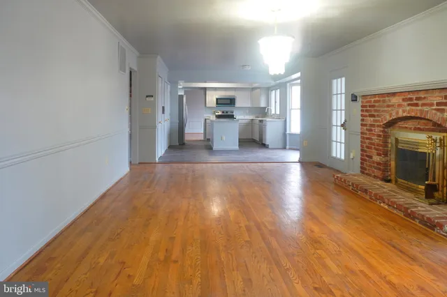 an empty room with entrance door