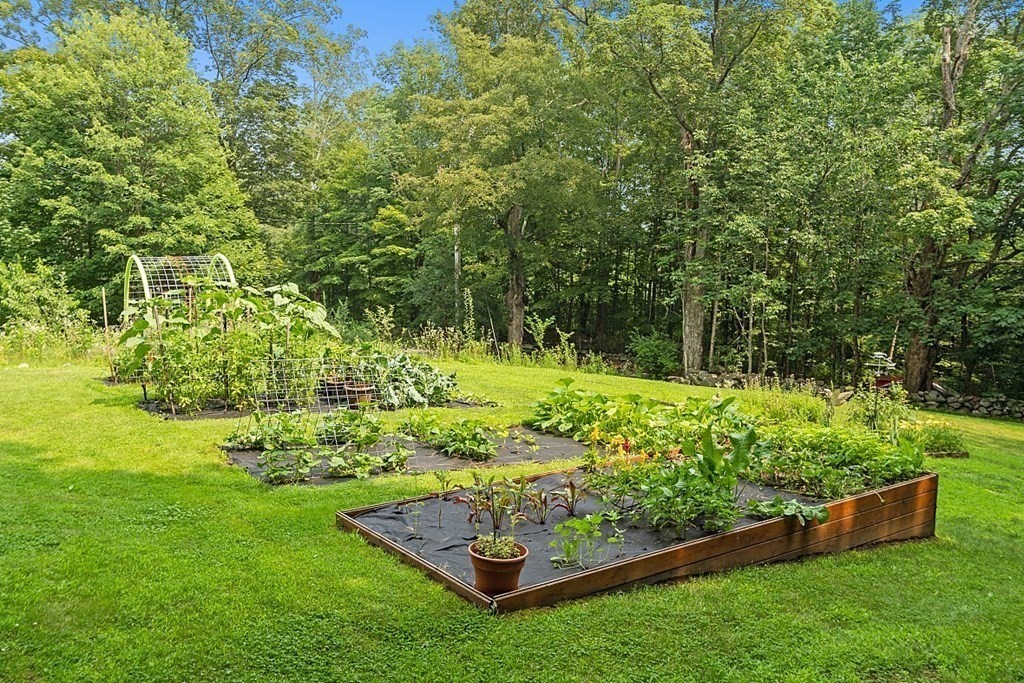 454 Loring Road Barre, MA 01005 - Photo 36 of 42 a view of a garden with a bench