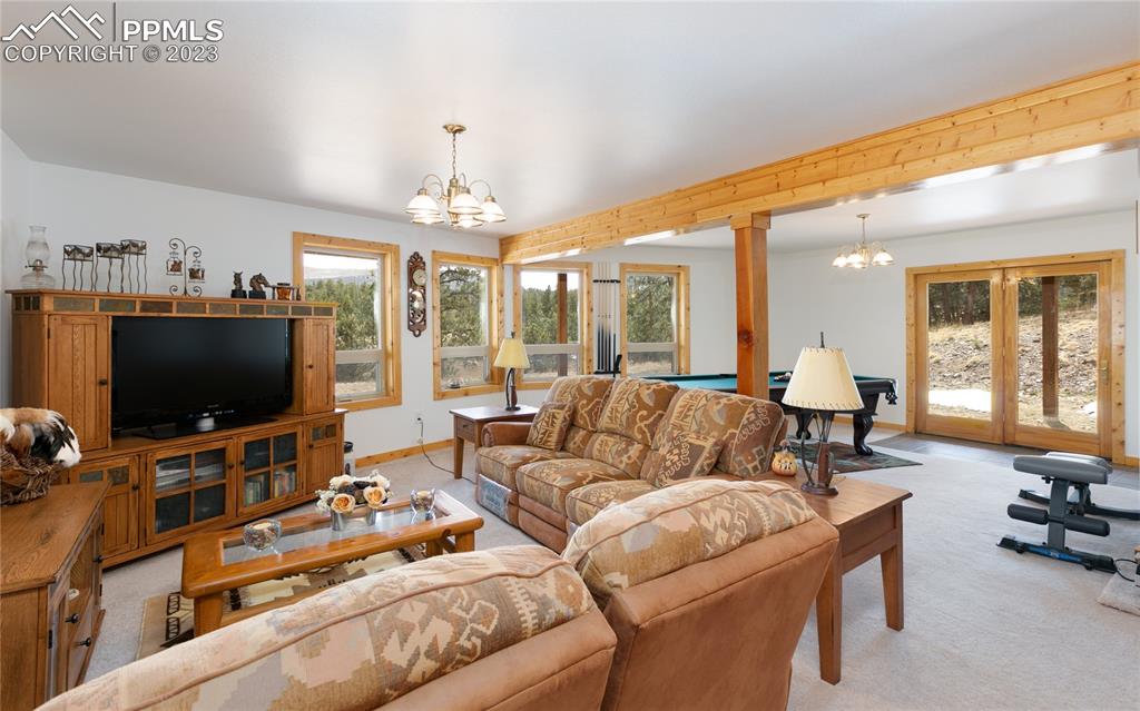 1321 Bristlecone Road Guffey, CO 80820 - Photo 24 of 37 a living room with furniture and a flat screen tv