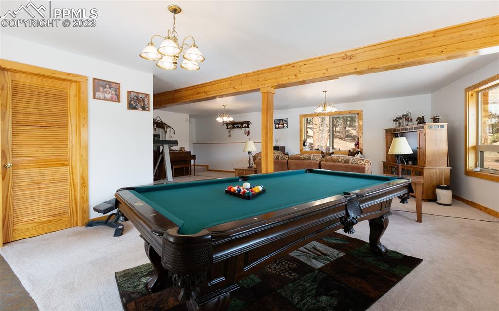 1321 Bristlecone Road Guffey, CO 80820 - Photo 25 of 37 a room with pool table table and windows