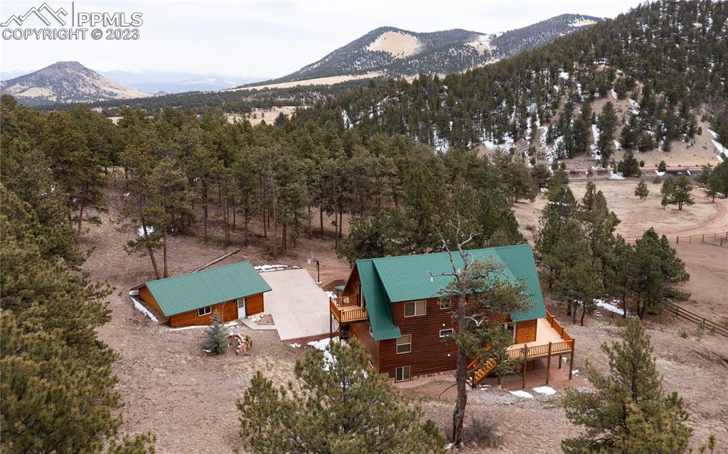 1321 Bristlecone Road Guffey, CO 80820 - Photo 35 of 37 an aerial view of a house with a yard and lake view