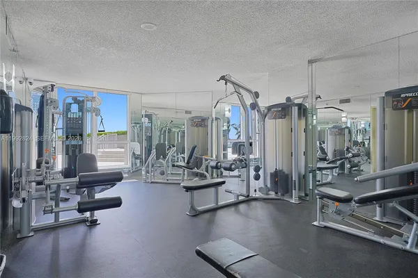 a view of a room with gym equipment