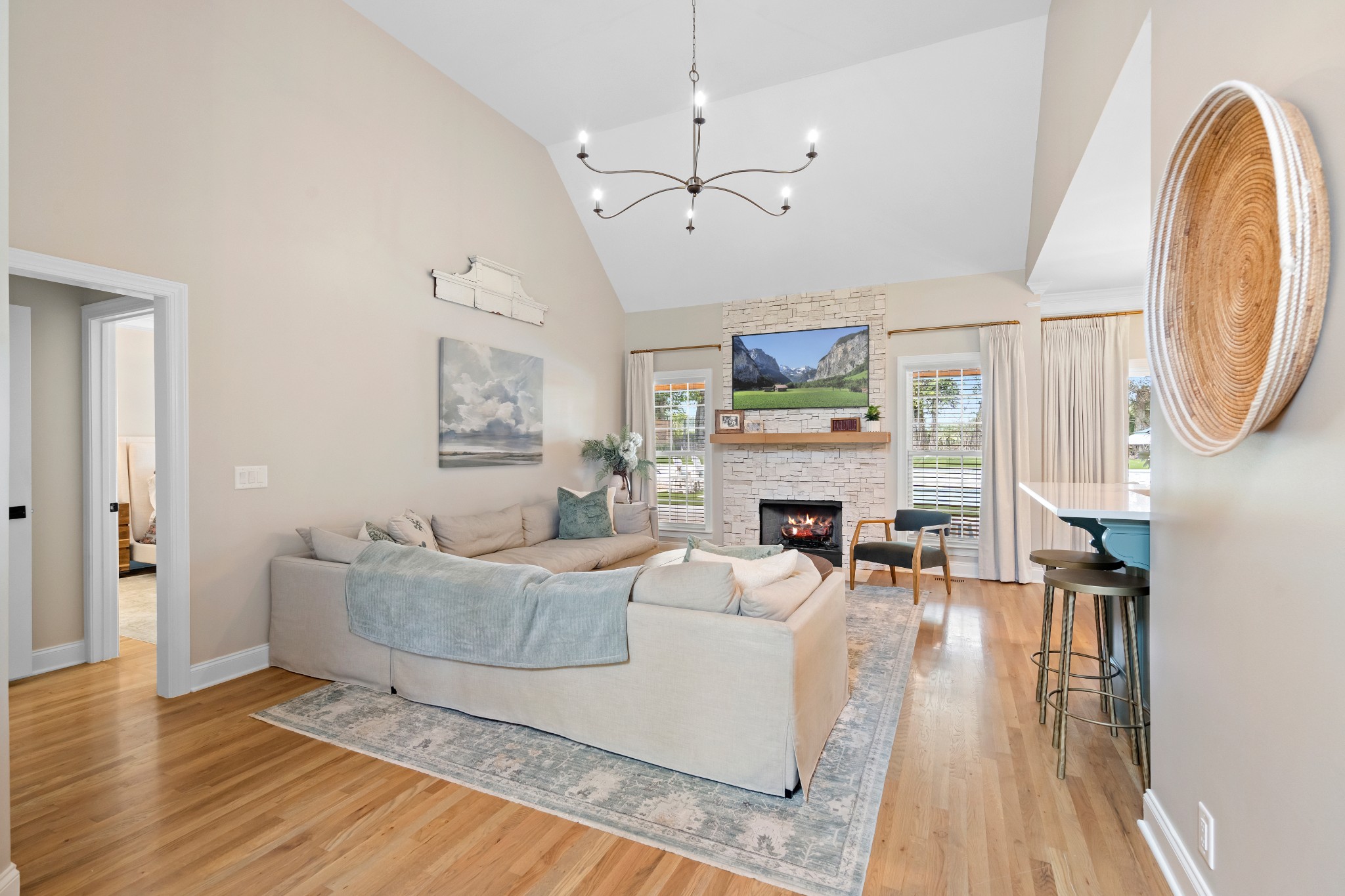 1014 Proud Eagle Eagleville, TN 37060 - Photo 13 of 59 a living room with fireplace furniture and a wooden floor