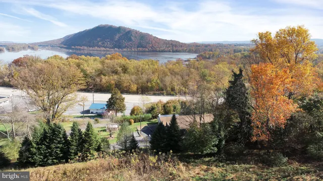 a view of a city with mountains in the background