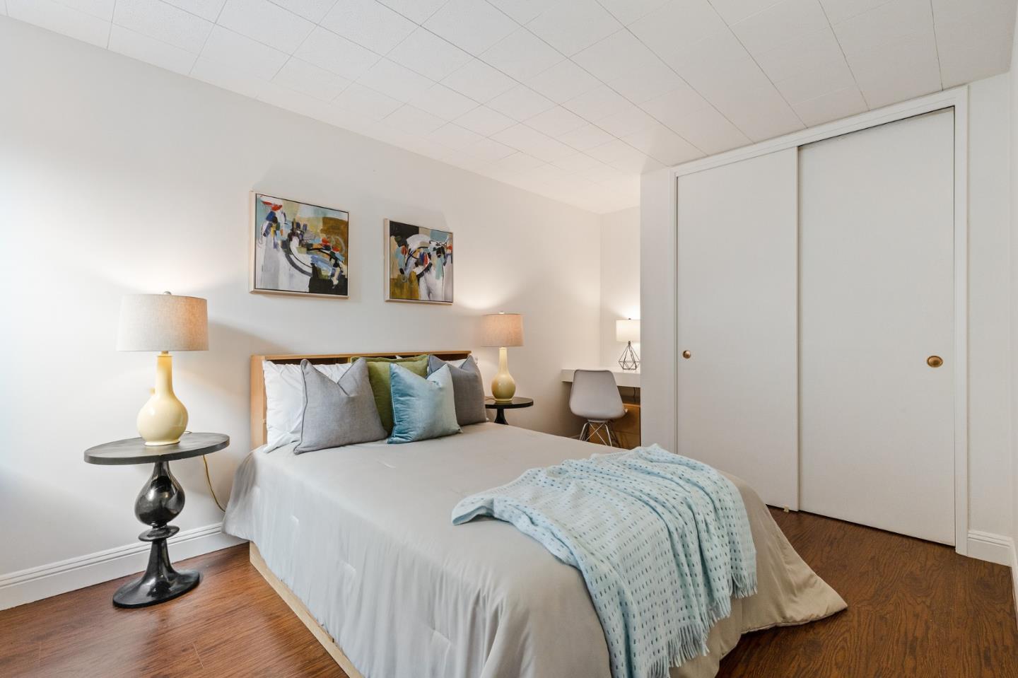 735 Clearfield Drive Millbrae, CA 94030 - Photo 55 of 64 a bed room with a bed and a lamp