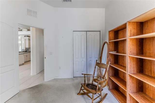 a backyard of a house with seating space