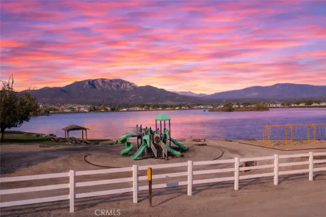 a view of lake with mountain