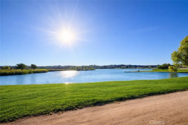 a view of a lake from a city