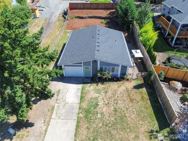 an aerial view of a house