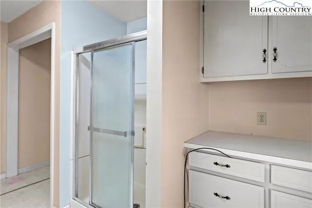 a view of white cabinets