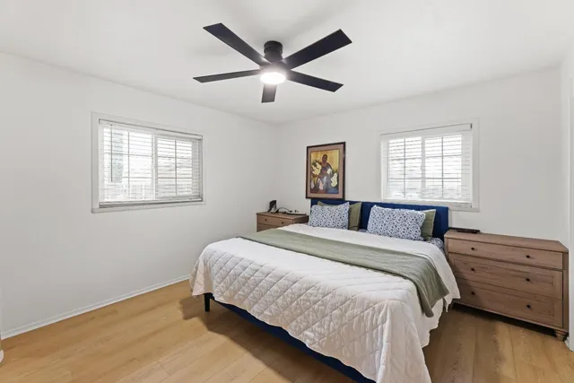 a view of a bedroom from a hallway