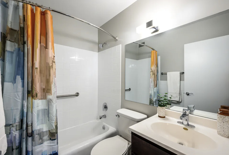 5600 North Sheridan Road, Unit 4A Chicago, IL 60660 - Photo 5 of 14 a bathroom with a sink and mirror with toilet