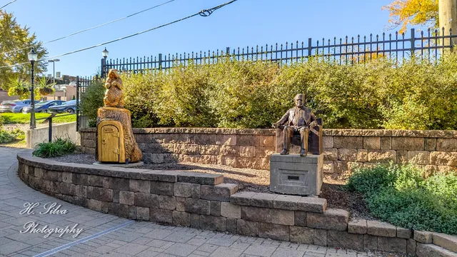 a view of an outdoor space with wooden floor