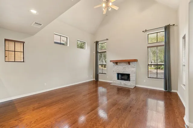 a view of kitchen with wooden floor