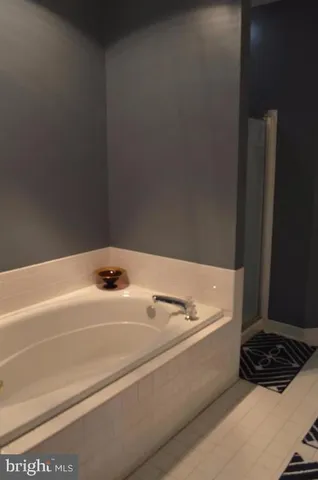 a bathroom with a bathtub