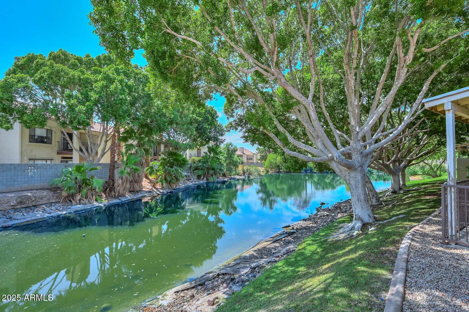 7101 West Beardsley Road, Unit 1104 Glendale, AZ 85308 - Photo 31 of 40 a view of a lake with a house in the background