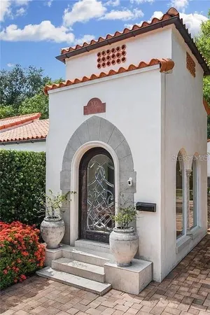 an aerial view of a house