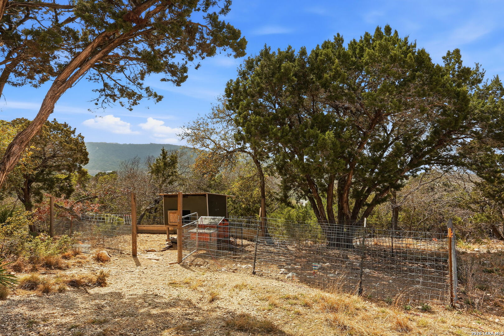 232 Doe Run Road Pipe Creek, TX 78063 - Photo 29 of 40 a backyard of a house with table and chairs