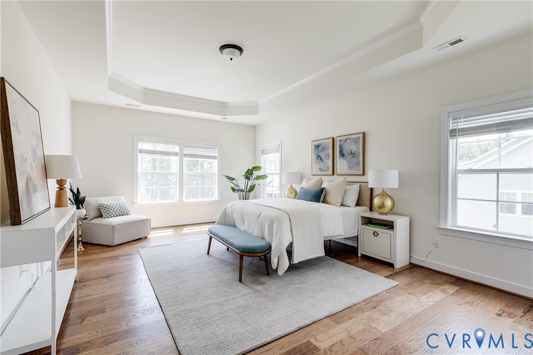 2512 Channelmark Court Chester, VA 23836 - Photo 28 of 36 Spacious primary bedroom with tray ceiling and abu