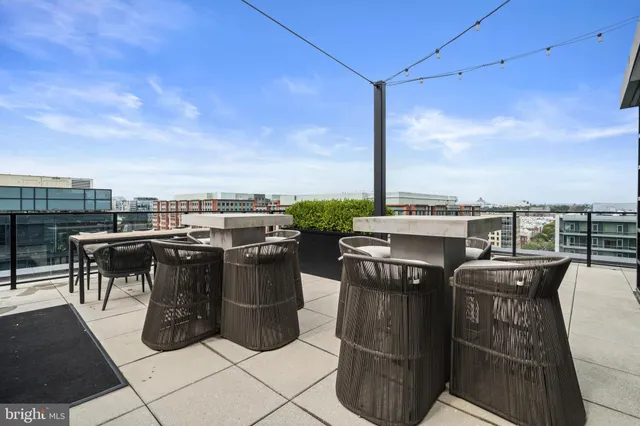 a view of a terrace with furniture
