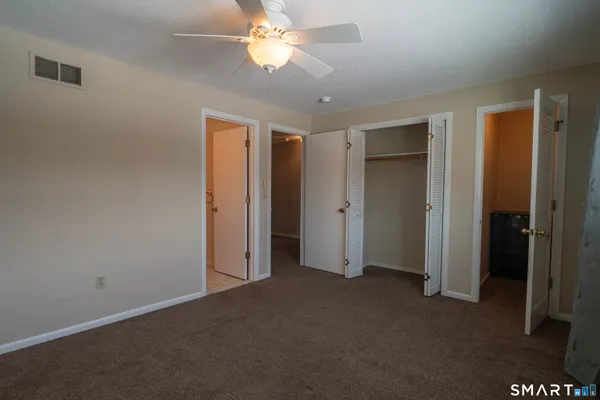 an empty room with closet