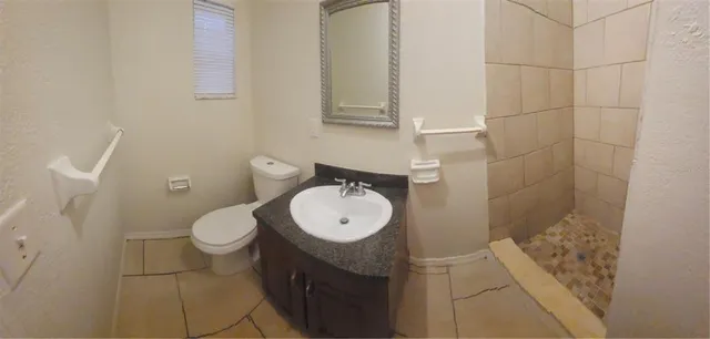 a view of a small space with a window