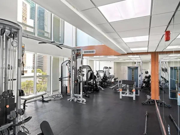 a view of a room with gym equipment