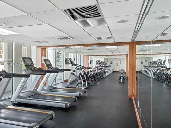 a view of a room with gym equipment