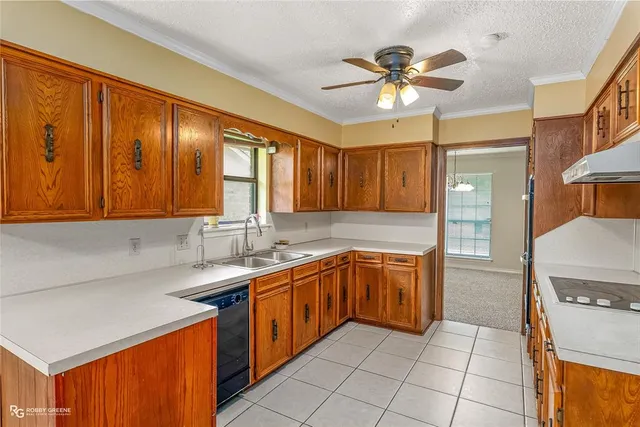 a kitchen with a sink appliances and cabinets
