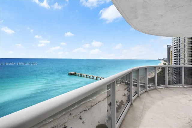 a view of balcony with ocean view