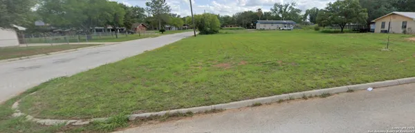 a view of a big yard with a large trees