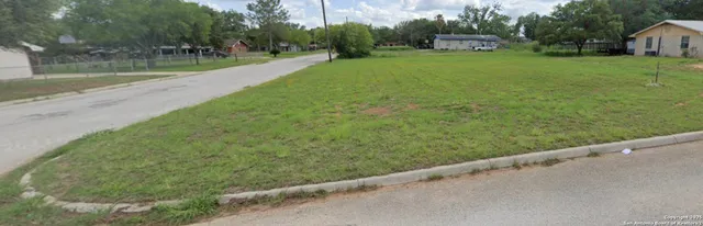 a view of a big yard with a large trees