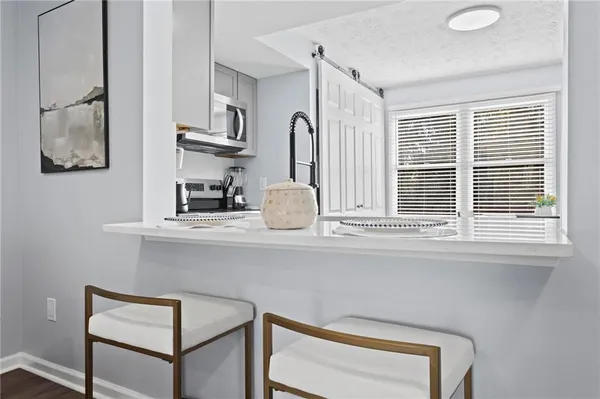 a kitchen with a window