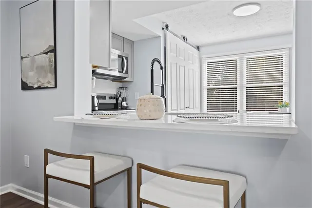 a kitchen with a window