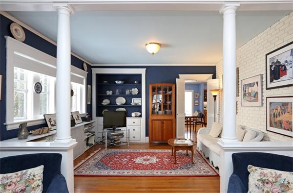37 Waldorf Road Newton, MA 02461 - Photo 5 of 7 a living room with furniture a rug and a fireplace