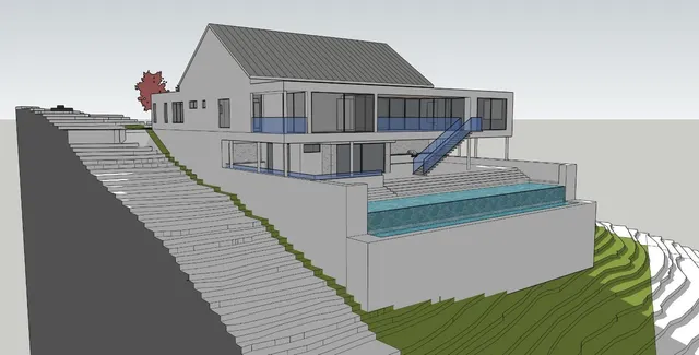 a living room with table and couch