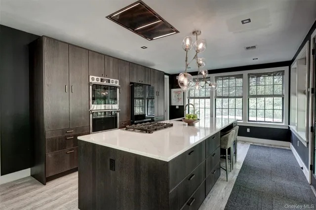 a kitchen with counter top space
