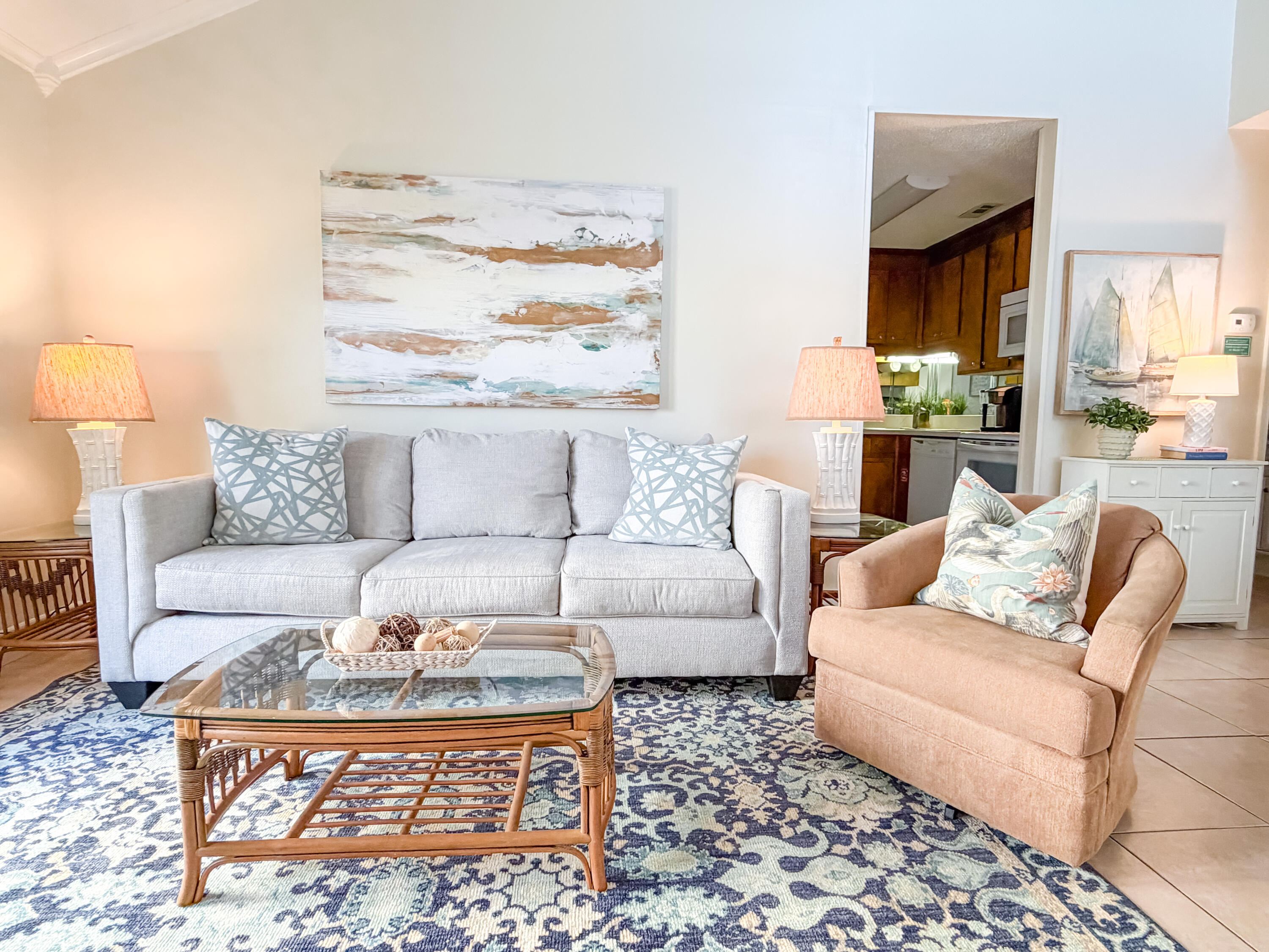 17462 Front Beach Road, Unit 38B Panama City Beach, FL 32413 - Photo 2 of 39 a living room with furniture and a rug