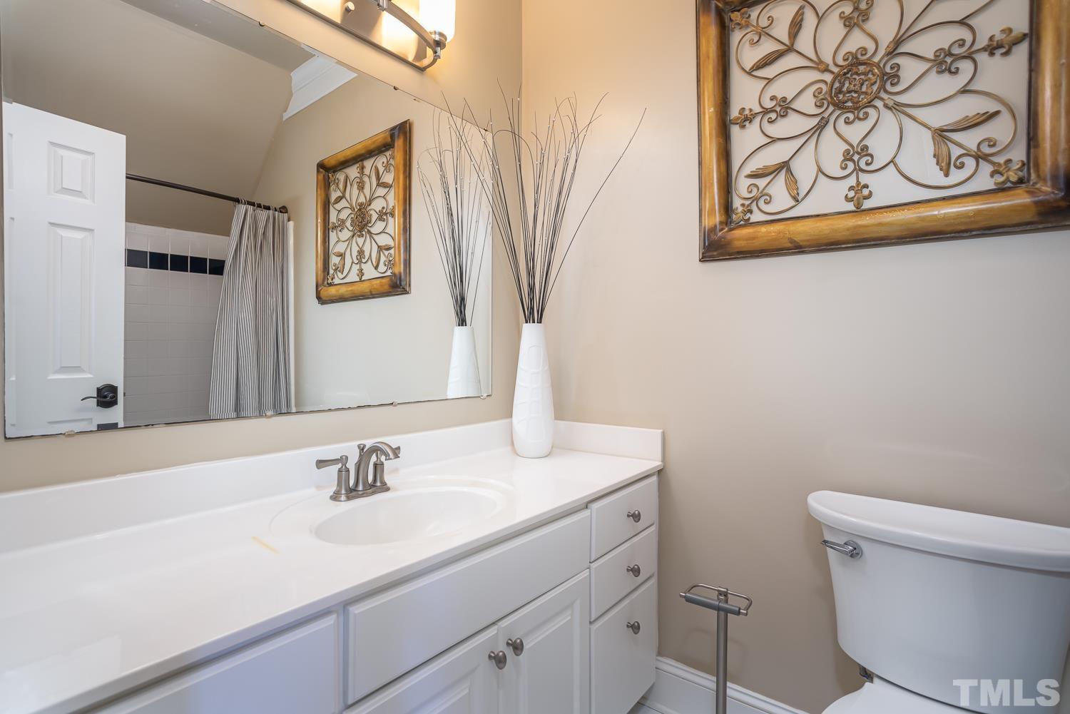 1616 Morning Mountain Road Raleigh, NC 27614 - Photo 36 of 86 a bathroom with a sink toilet and vanity