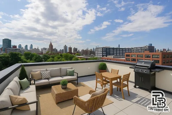 a view of a terrace with furniture